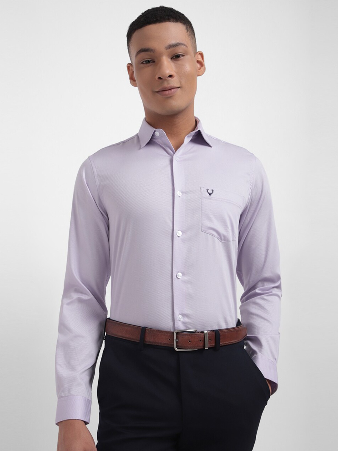 

Allen Solly Slim Fit Textured Pure Cotton Formal Shirt, Purple