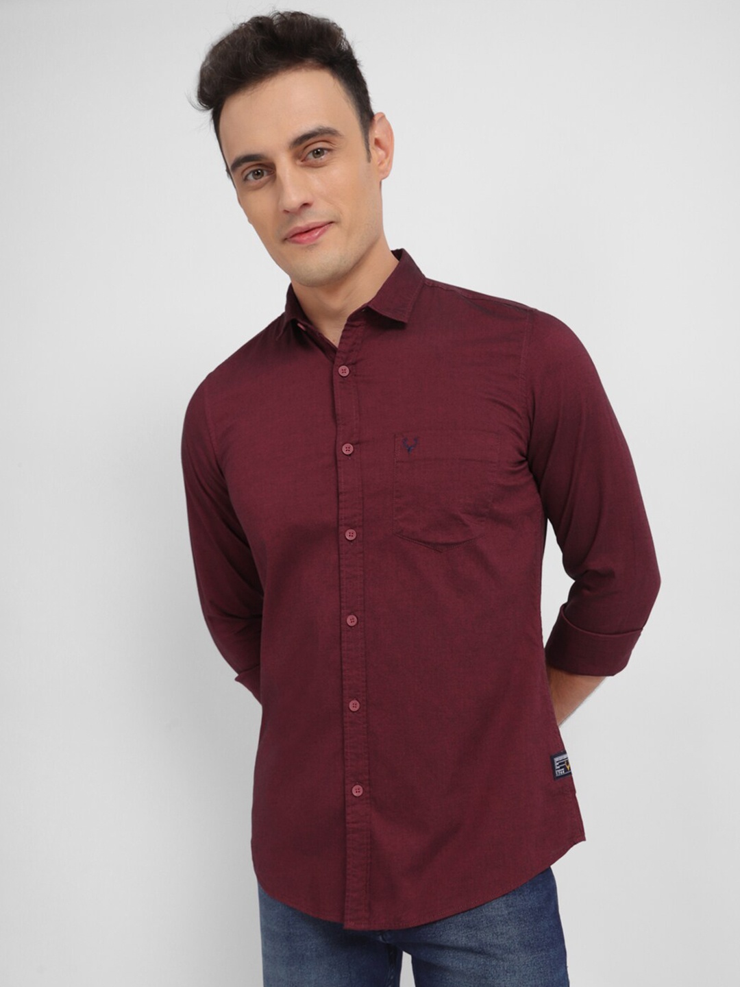 

Allen Solly Spread Collar Pure Cotton Casual Shirt, Maroon