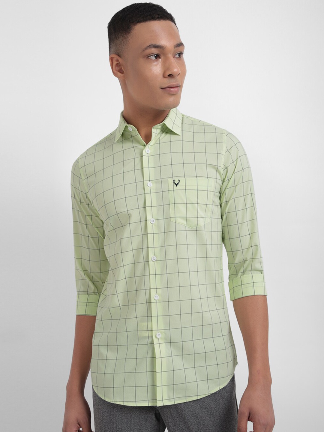 

Allen Solly Checked Slim Fit Cotton Casual Shirt, Green