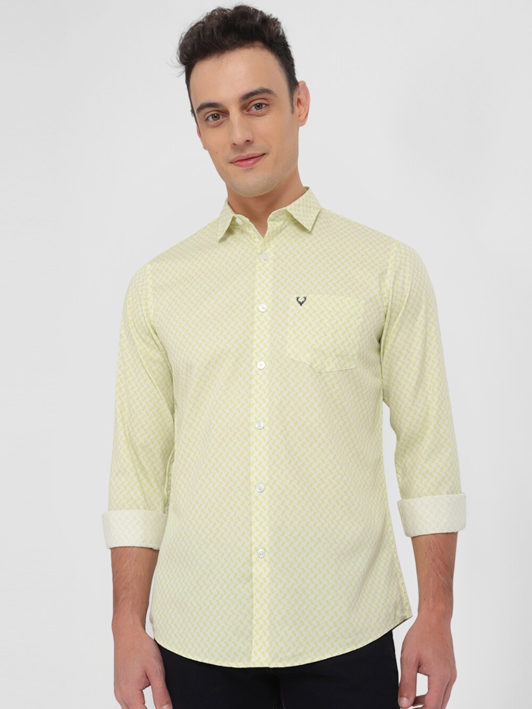 

Allen Solly Micro Ditsy Printed Slim Fit Cotton Casual Shirt, Yellow