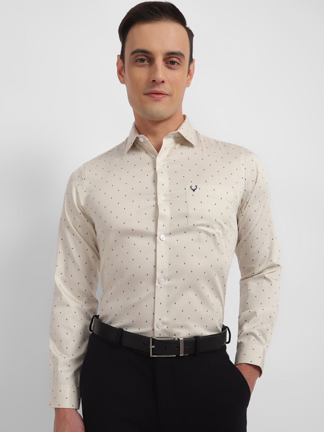 

Allen Solly Micro Ditsy Printed Slim Fit Pure Cotton Formal Shirt, Cream