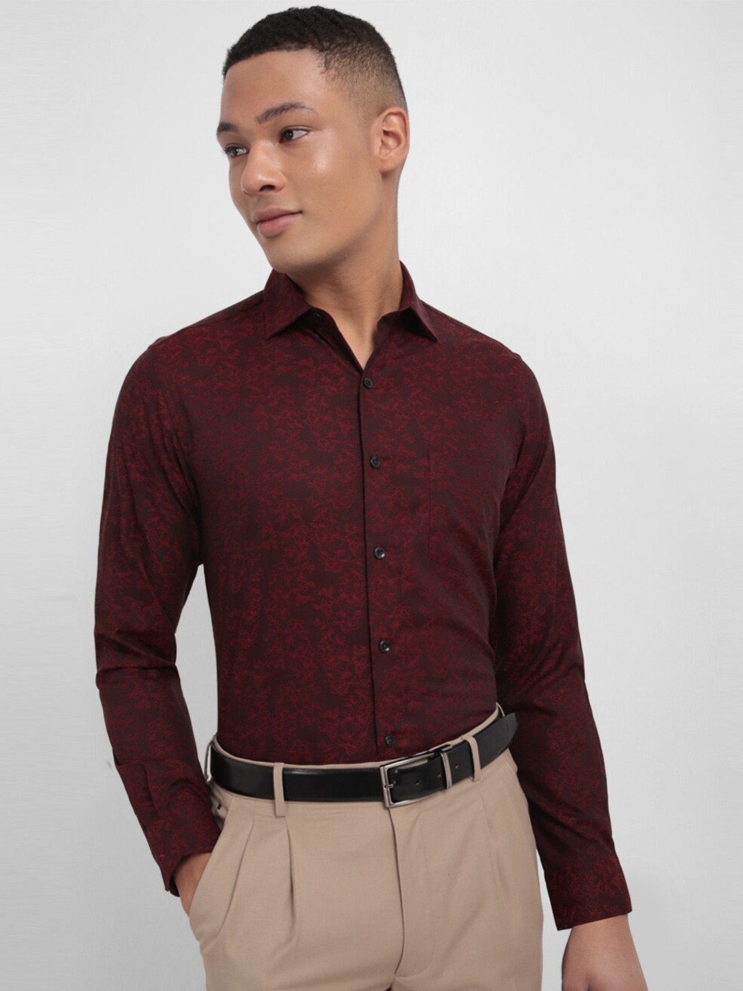 

Allen Solly Slim Fit Floral Printed Pure Cotton Formal Shirt, Maroon