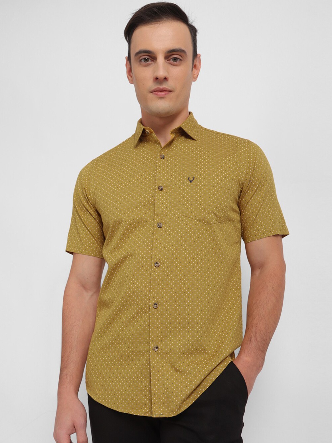 

Allen Solly Slim Fit Printed Pure Cotton Casual Shirt, Yellow