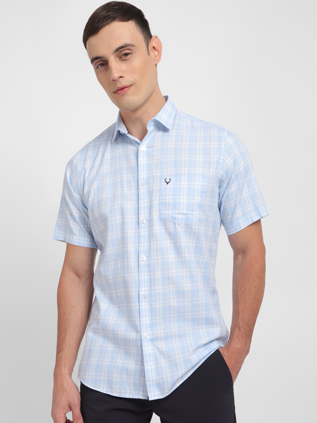 

Allen Solly Checked Slim Fit Pure Cotton Casual Shirt, Blue