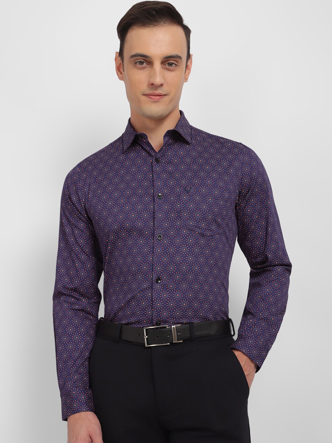 

Allen Solly Slim Fit Micro Disty Printed Pure Cotton Formal Shirt, Purple