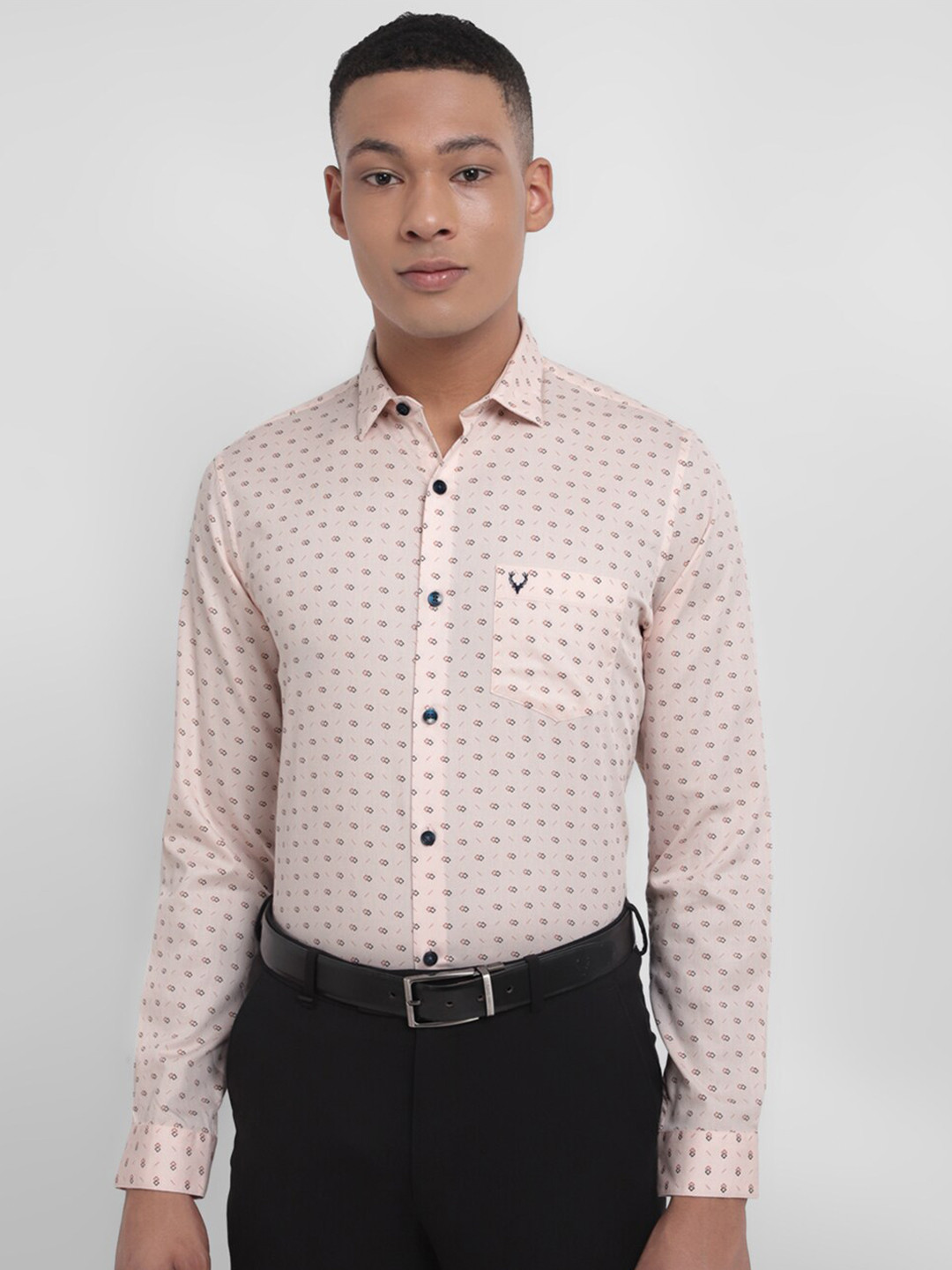 

Allen Solly Slim Fit Micro Ditsy Printed Pure Cotton Formal Shirt, Pink