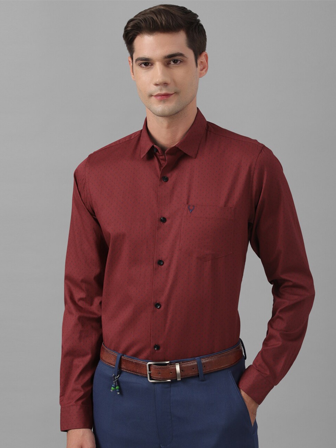 

Allen Solly Micro Ditsy Printed Cotton Slim Fit Formal Shirt, Maroon