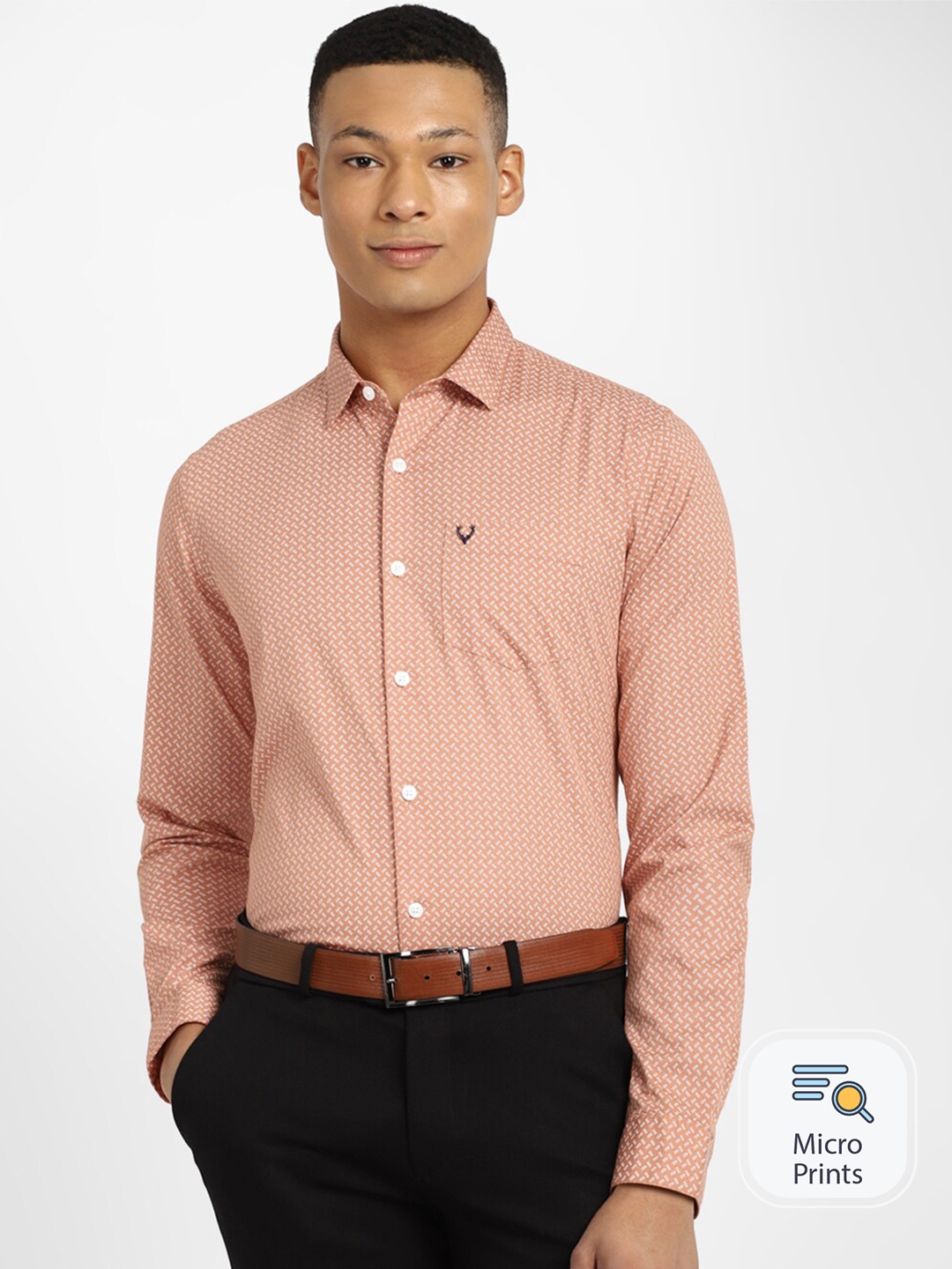 

Allen Solly Slim Fit Printed Pure Cotton Formal Shirt, Peach
