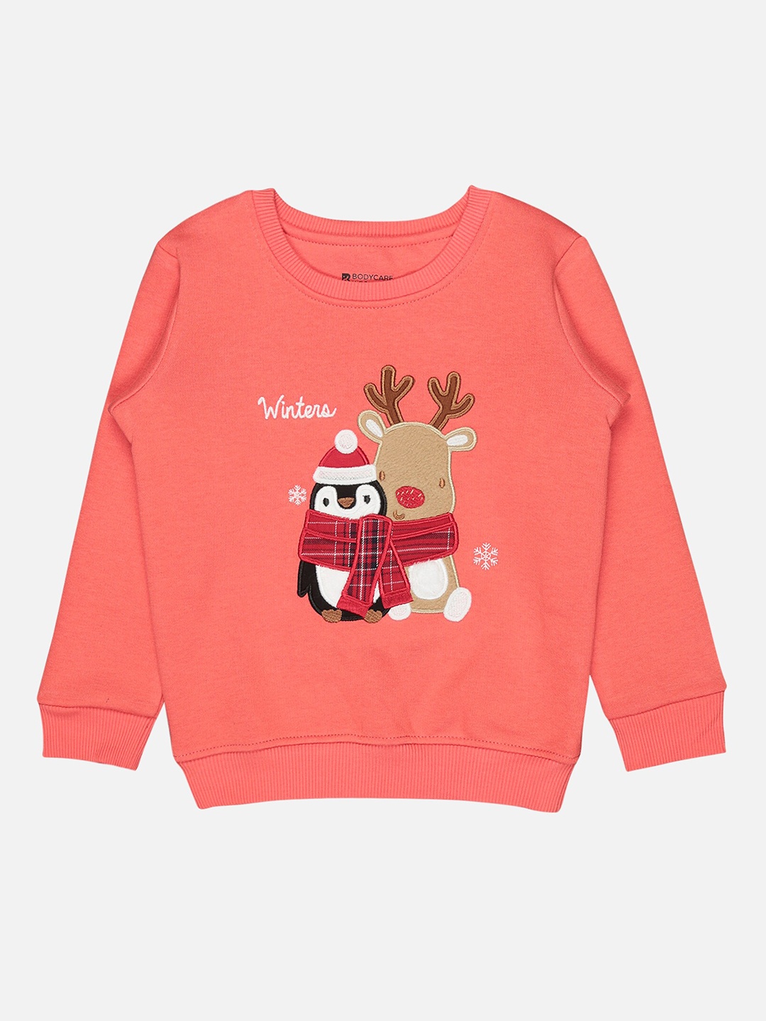 

Bodycare Kids Girls Graphic Printed Fleece Pullover Sweatshirts, Peach