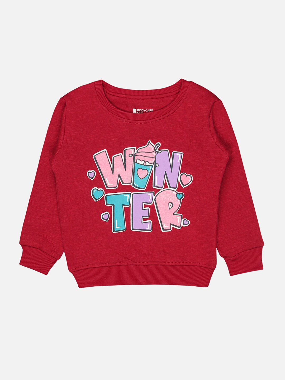 

Bodycare Kids Girls Typography Printed Sweatshirt, Maroon