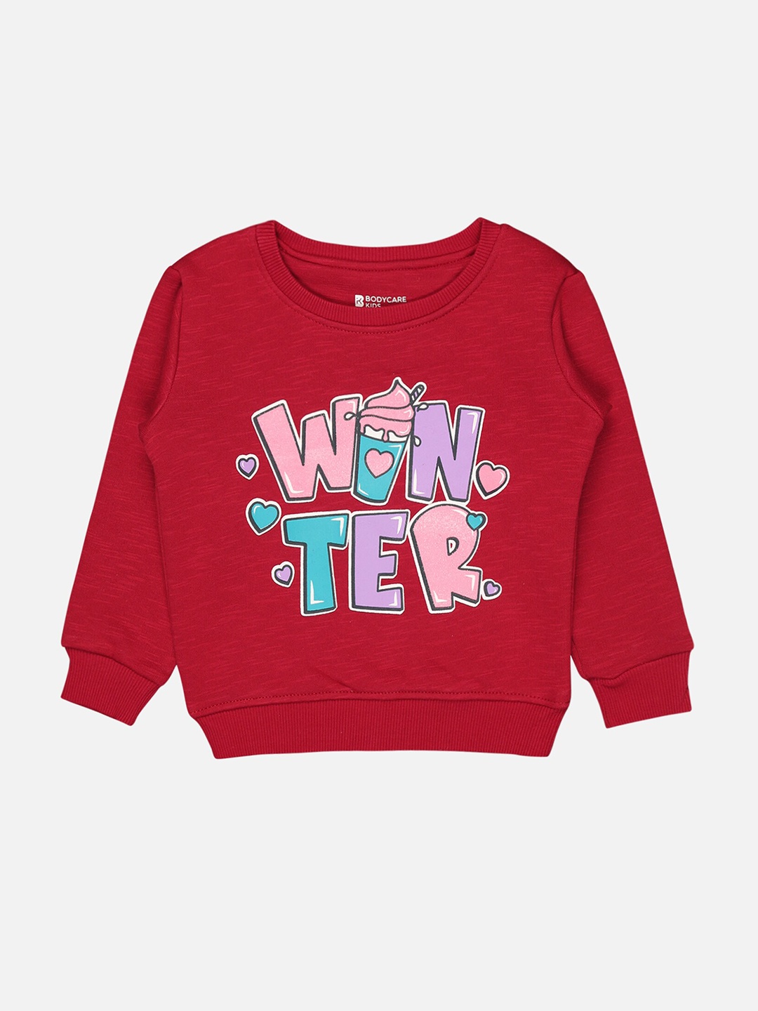 

Bodycare Kids Infant Girls Typography Printed Fleece Sweatshirt, Maroon