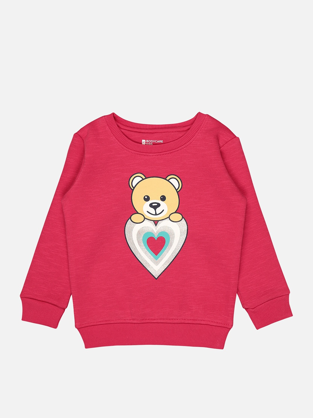 

Bodycare Kids Infants Girls Graphic Printed Fleece Pullover Sweatshirt, Fuchsia