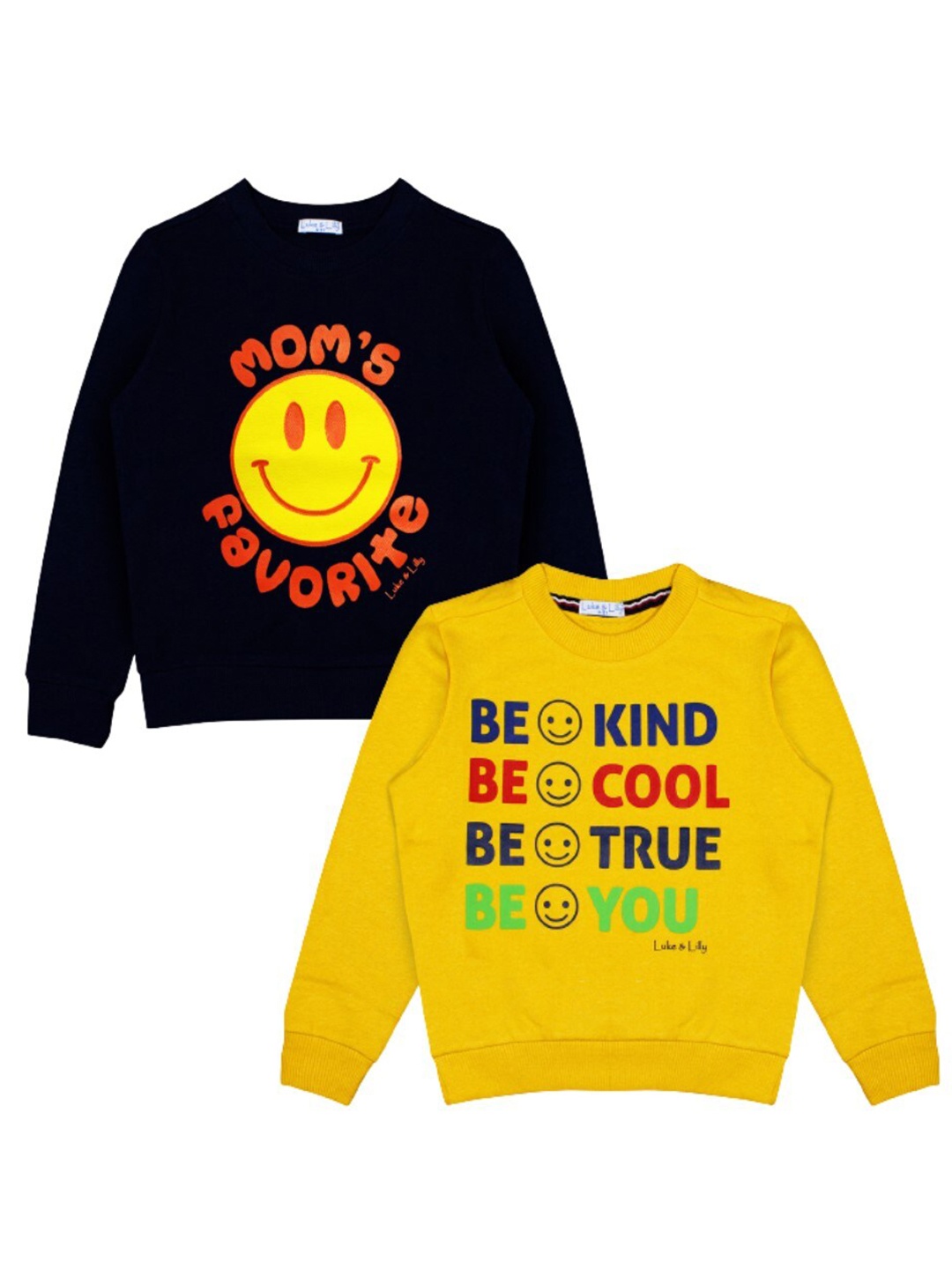 

Luke & Lilly Boys Pack Of 2 Typography Printed Pullover Pure Cotton Sweatshirt, Black