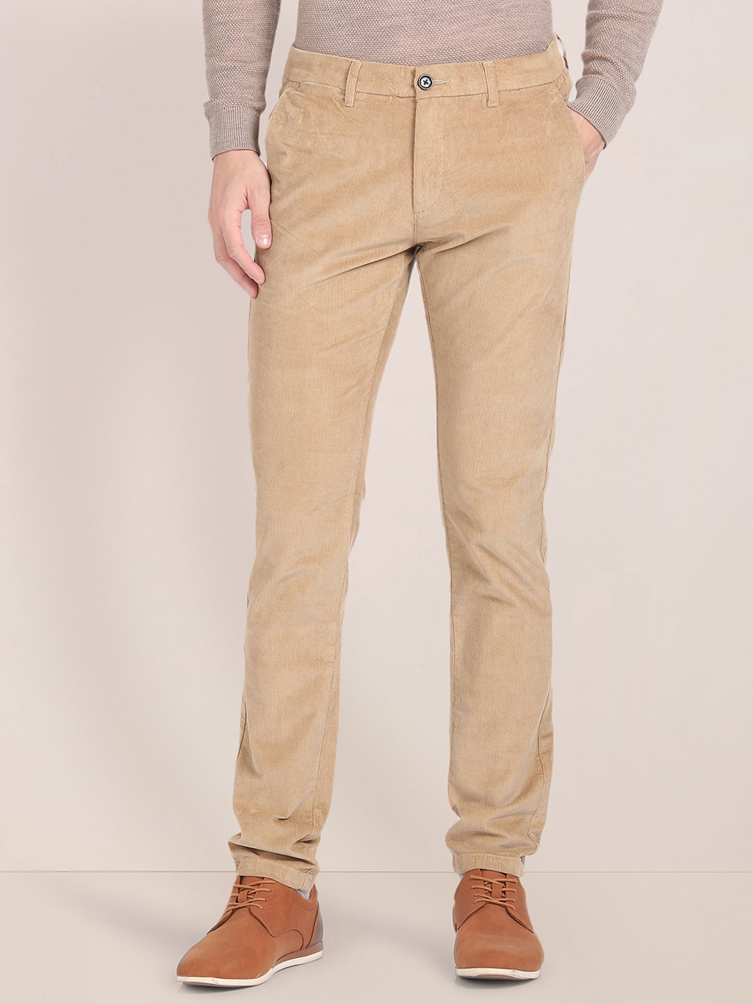 

U.S. Polo Assn. Men Slim Fit Mid-Rise Pain Cotton Trousers, Brown