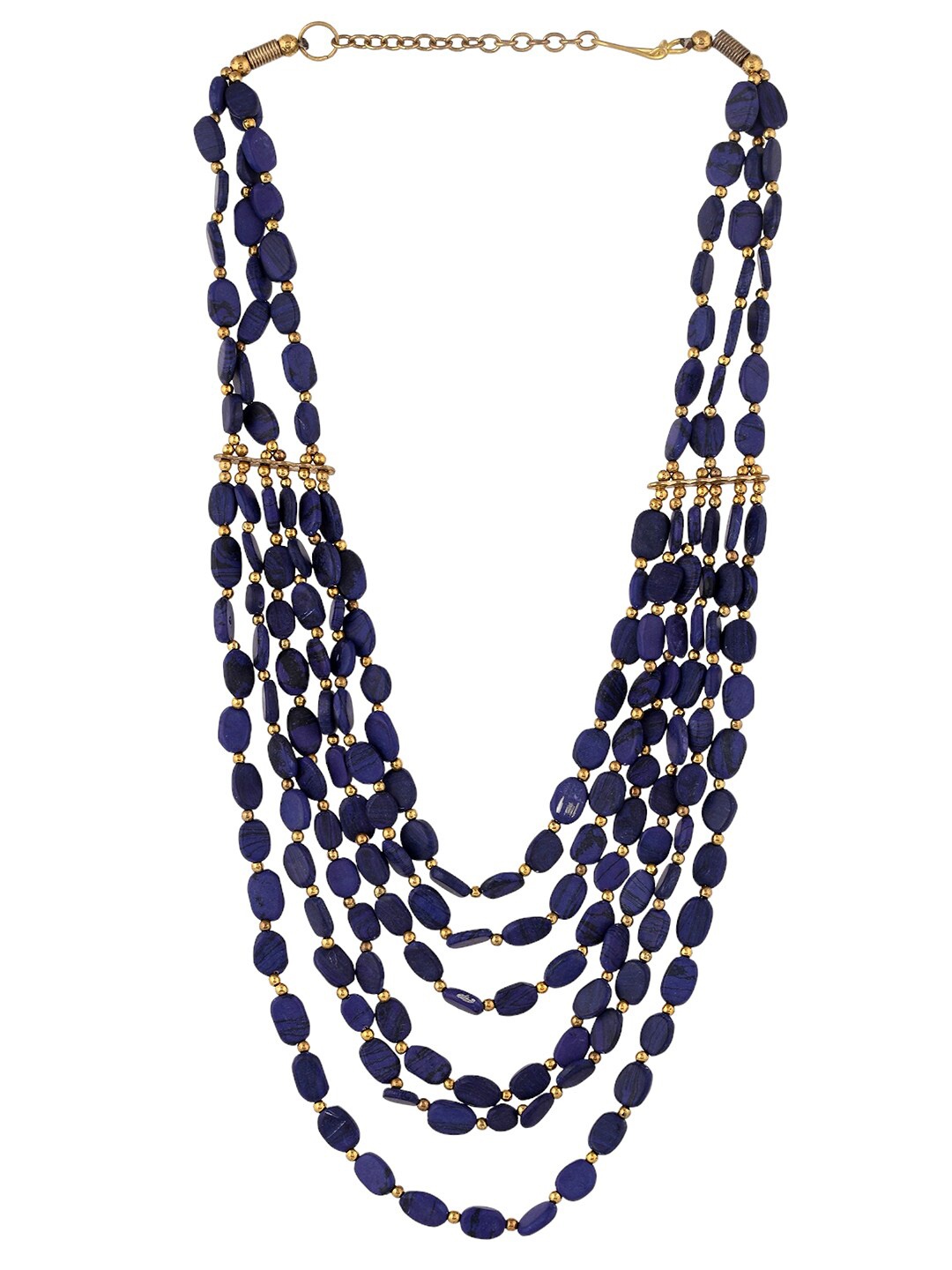 

Infuzze Brass Gold-Plated Artificial Beads Beaded Layered Necklace, Blue