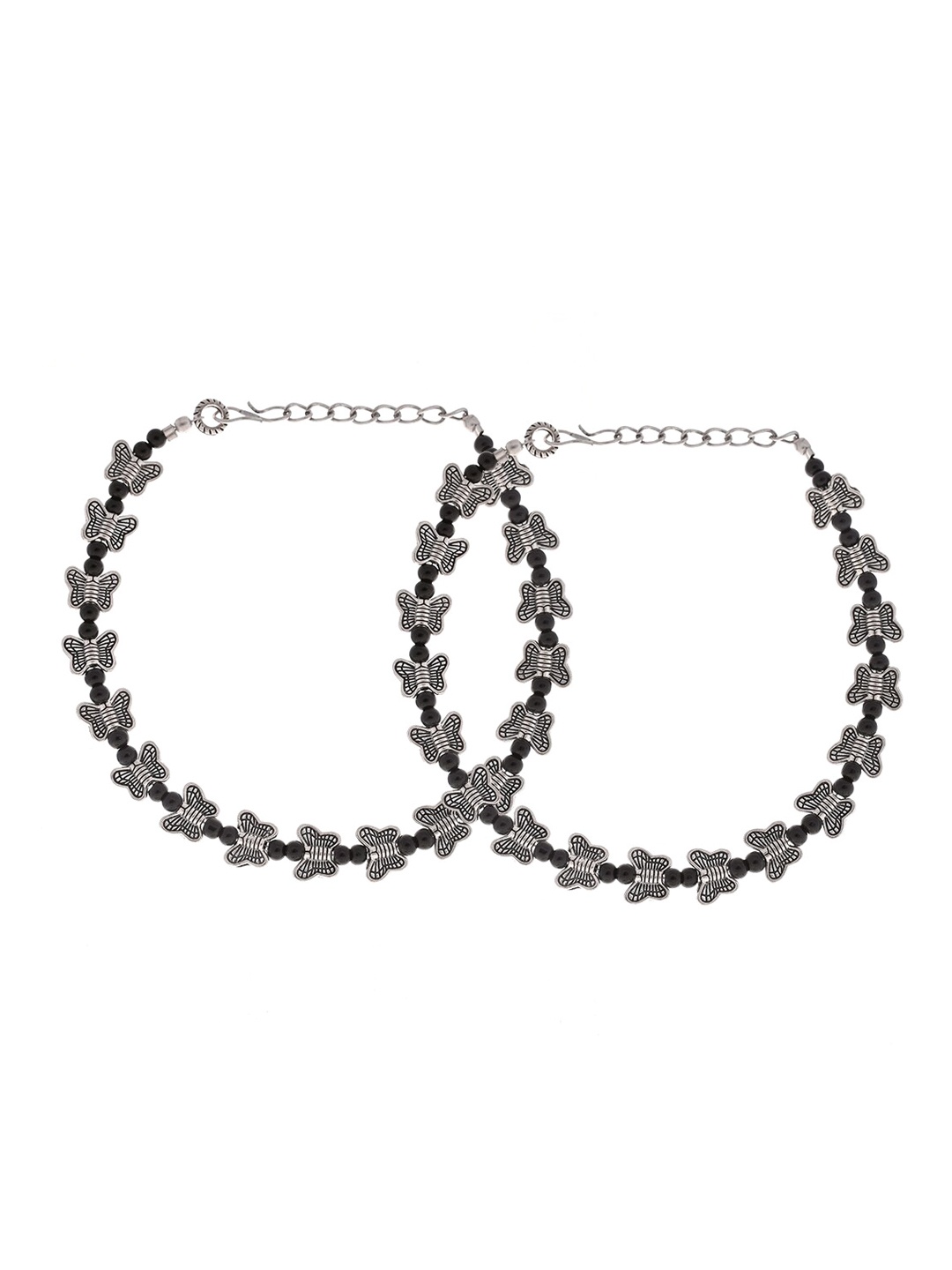 

Infuzze Set Of 2 Silver-Plated Anklets