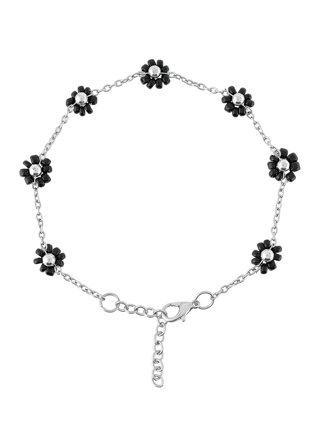 

Infuzze Silver-Plated Floral Beaded Anklet