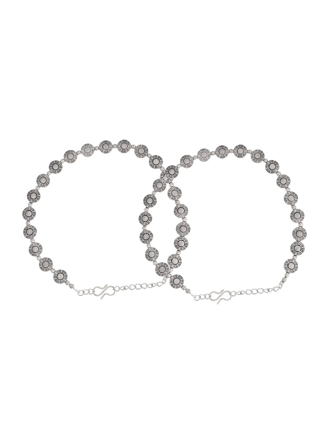 

Infuzze Set Of 2 Silver-Plated Anklets