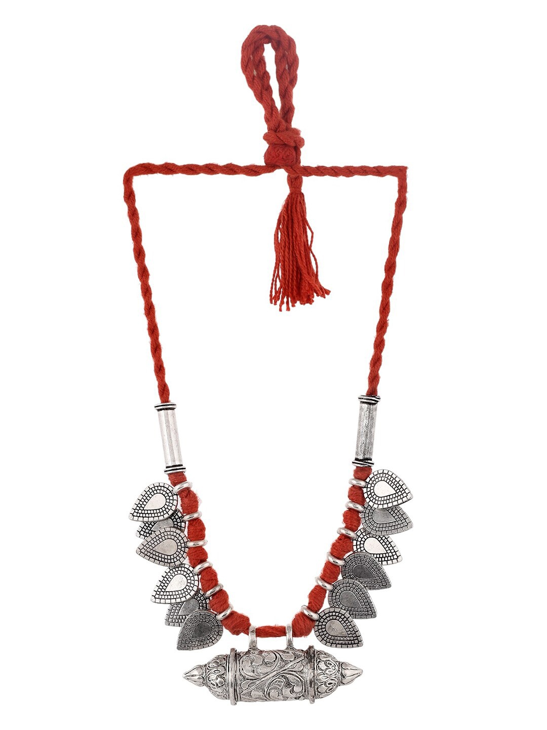 

Infuzze Brass Silver-Plated Tribal Necklace