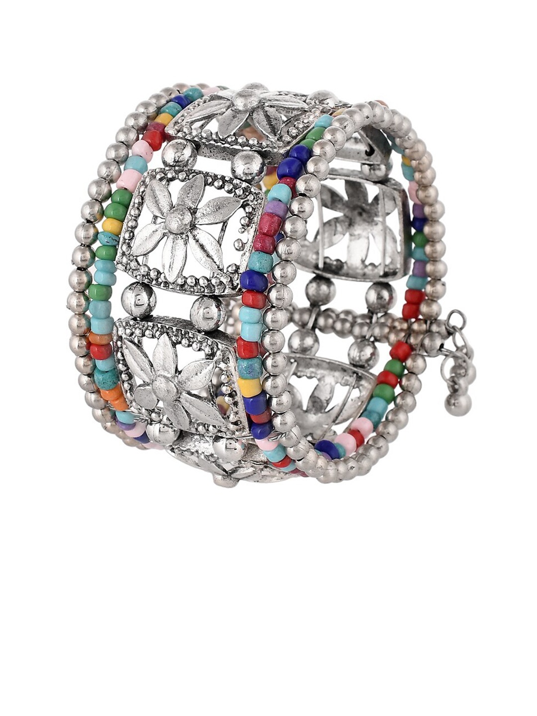 

Infuzze Silver-Plated Artificial Beads Oxidised Bangle