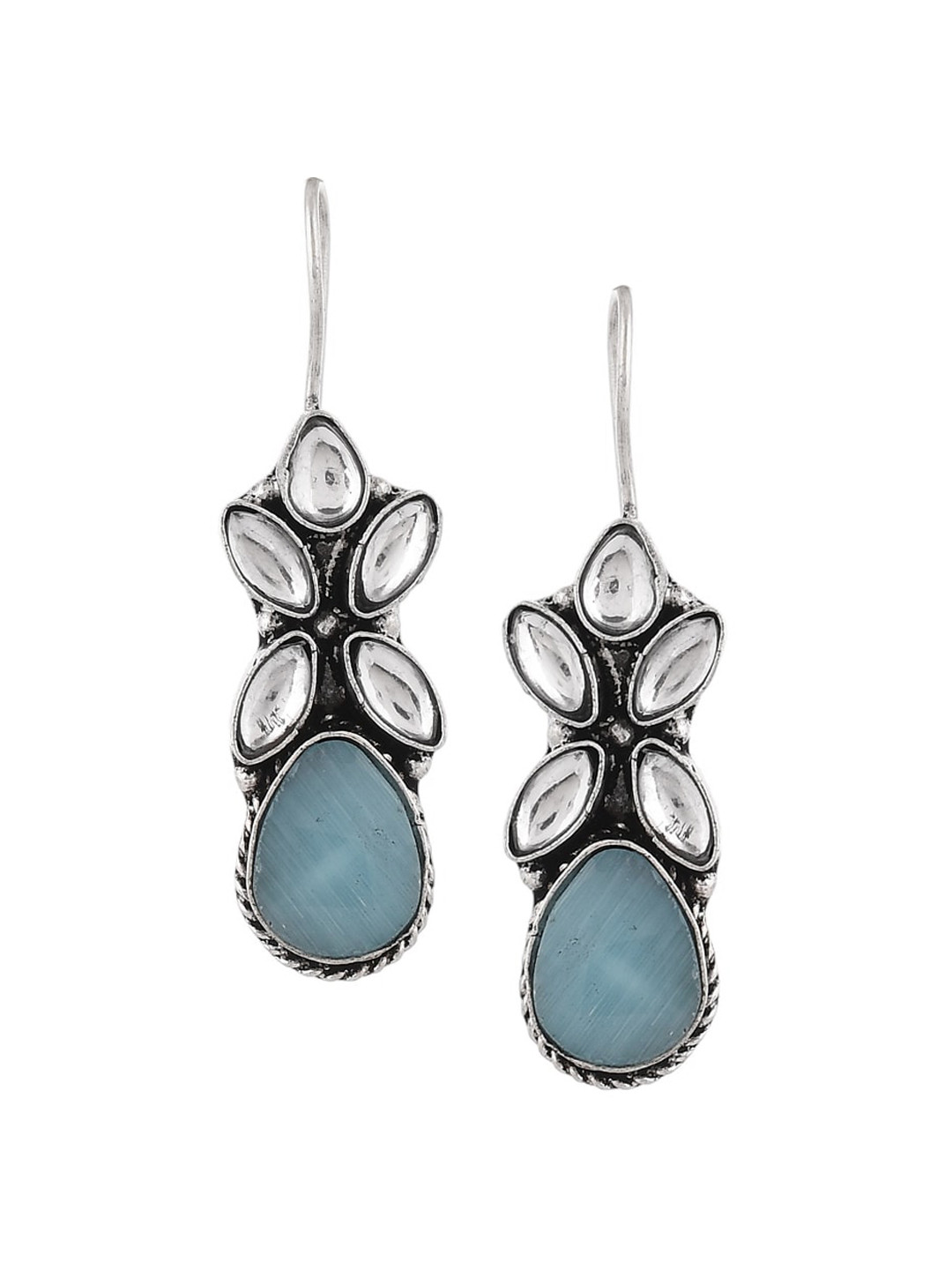 

Infuzze Silver-Plated Stone-Studded Teardrop Shaped Drop Earrings