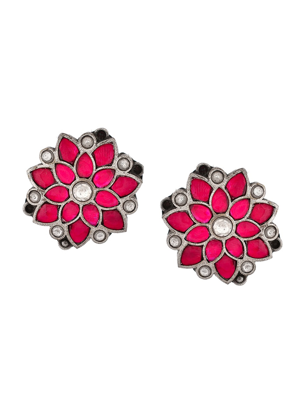 

Infuzze Silver-Plated Floral Stud Earrings