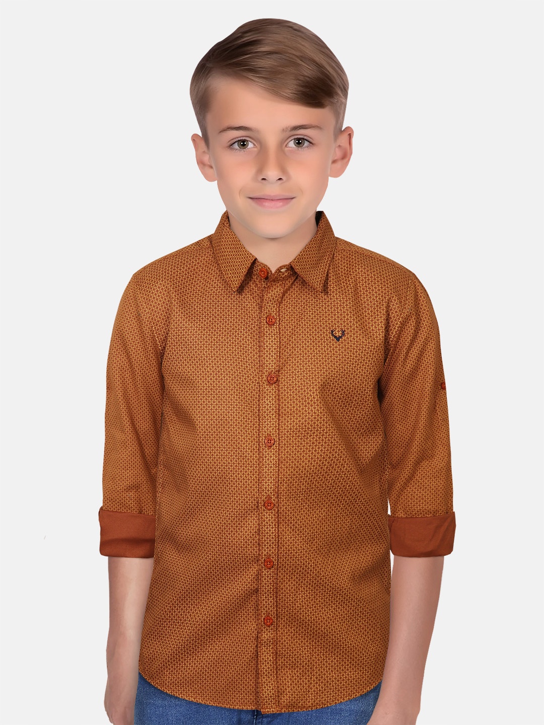 

Allen Solly Junior Boys Geometric Printed Slim Fit Casual Shirt, Orange