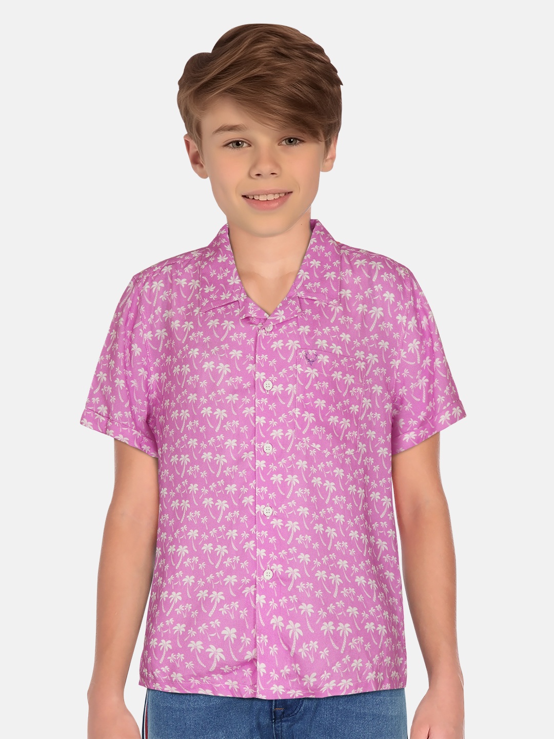 

Allen Solly Junior Boys Tropical Printed Casual Shirt, Pink