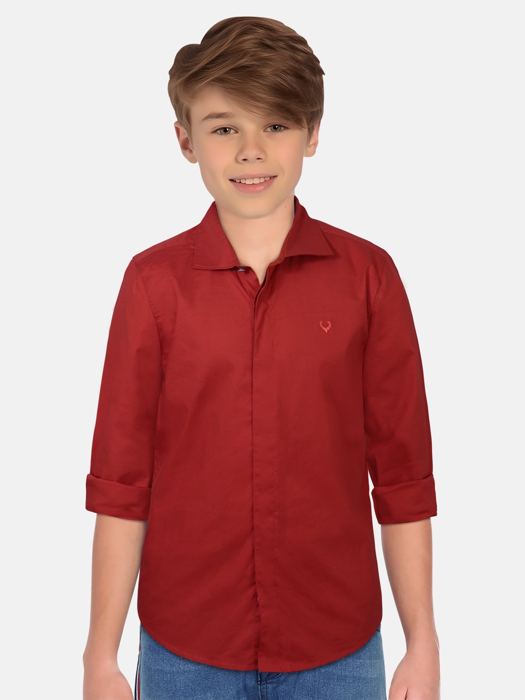 

Allen Solly Junior Boys Slim Fit Casual Shirt, Red