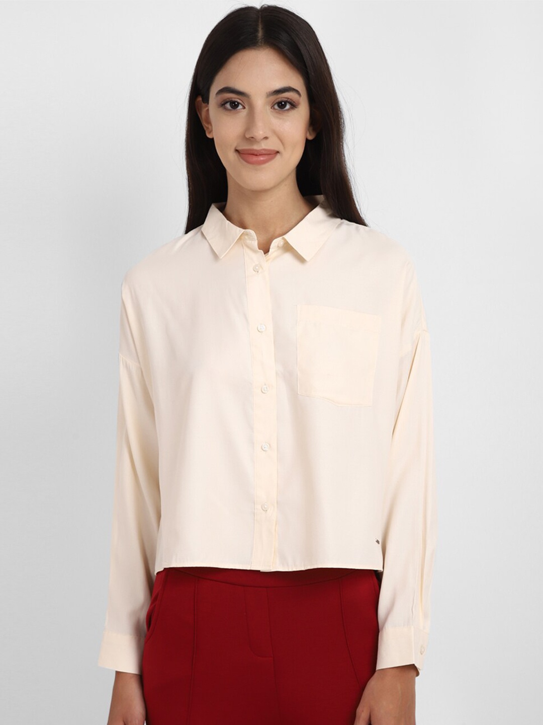 

Allen Solly Woman Spread Collar Formal Shirt, Cream