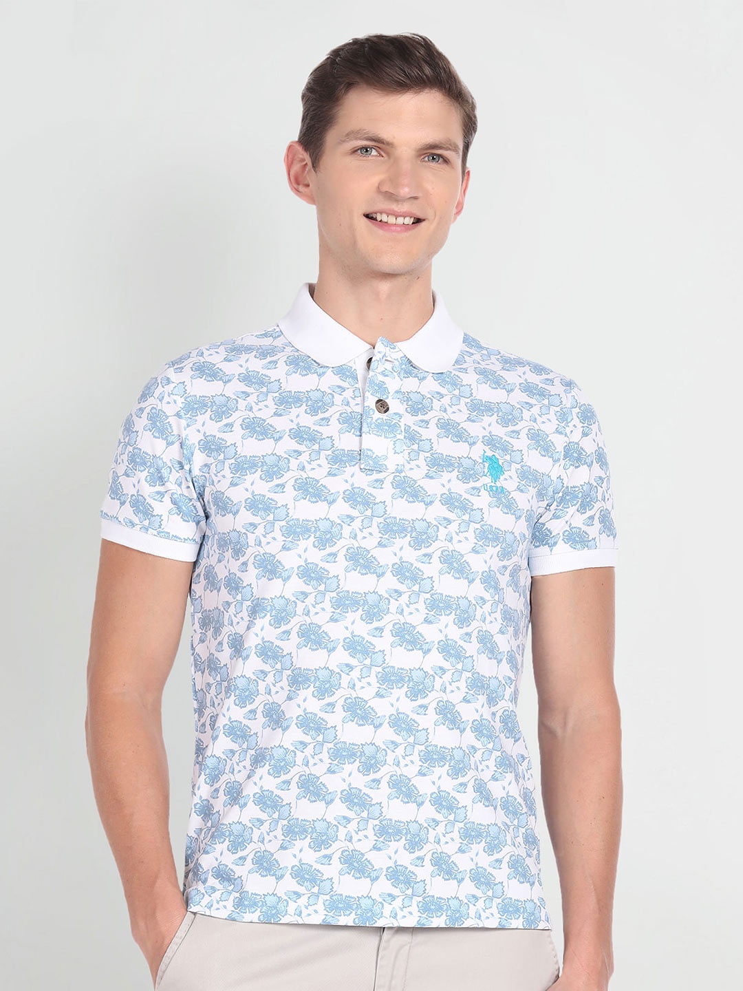 

U.S. Polo Assn. Denim Co. Floral Printed Slim Fit T-Shirt, Blue