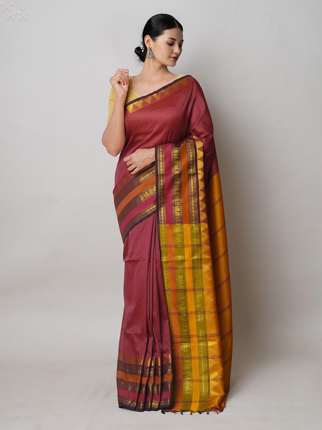 

Unnati Silks Woven Design Border Pure Silk Narayan Peth Saree, Maroon
