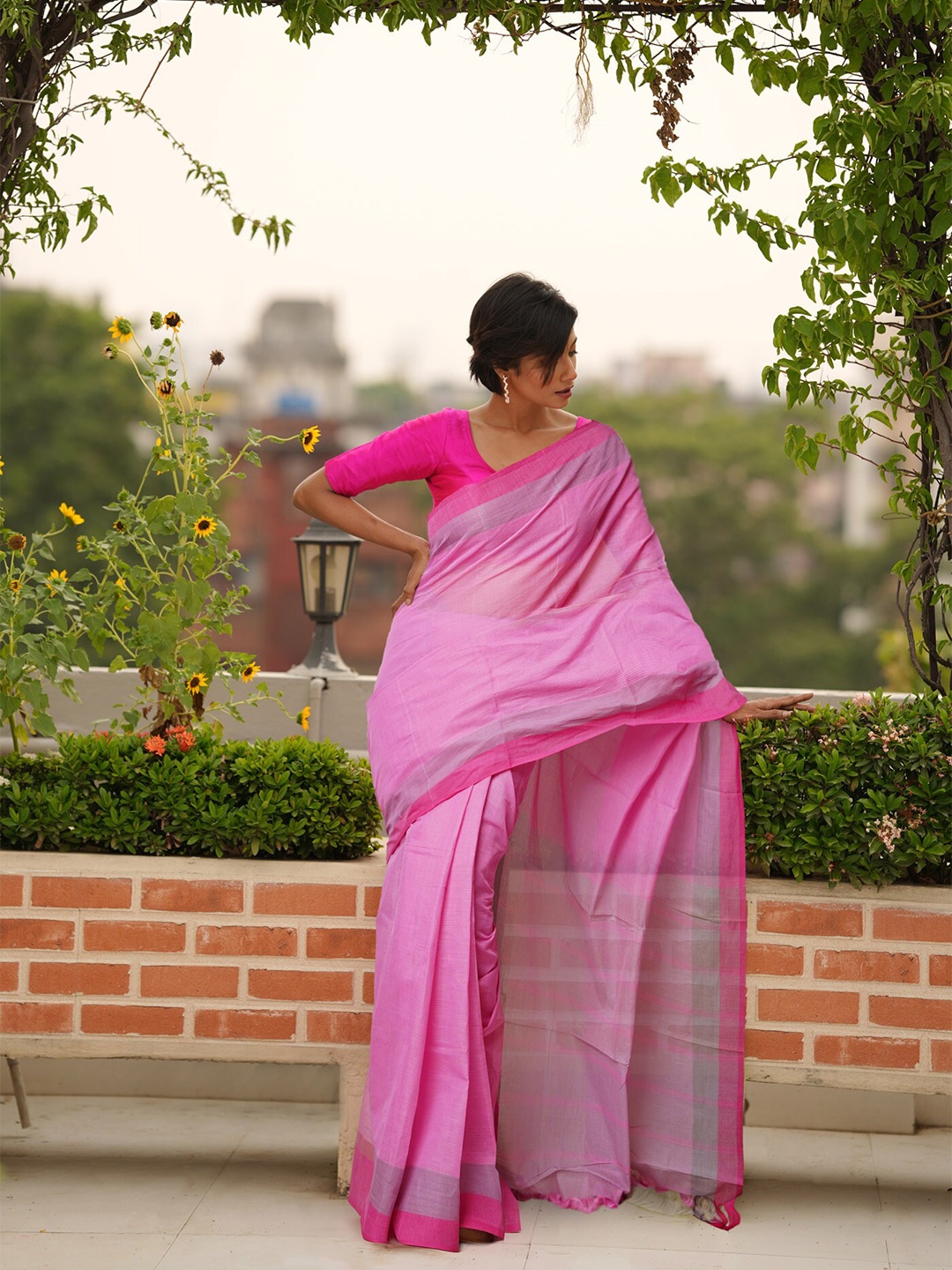 

Unnati Silks Woven Design Pure Cotton Mangalagiri Saree, Pink