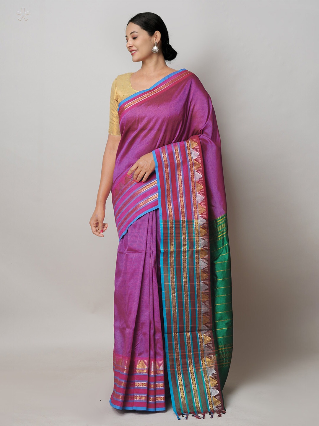 

Unnati Silks Woven Design Border Pure Silk Narayan Peth Saree, Pink