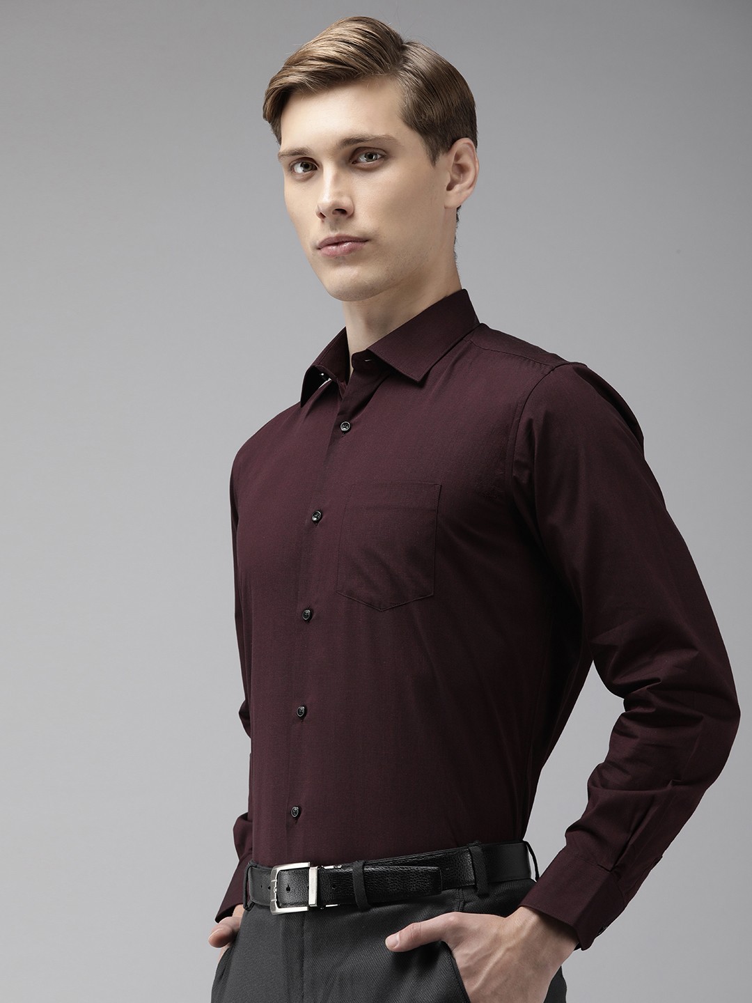 

Van Heusen Pure Cotton Custom Fit Opaque Formal Shirt, Burgundy