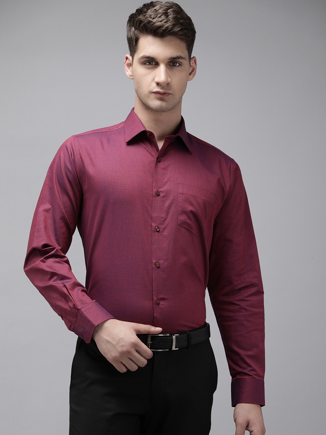 

Van Heusen Pure Cotton Custom Fit Opaque Formal Shirt, Magenta