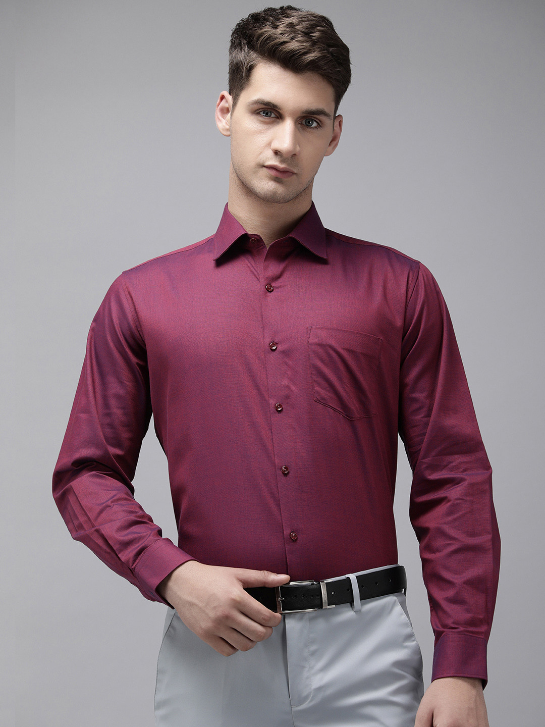 

Van Heusen Pure Cotton Custom Fit Opaque Formal Shirt, Magenta