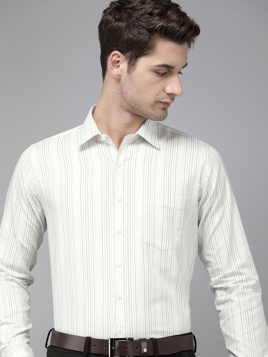 

Van Heusen Men Slim Fit Striped Formal Shirt, White
