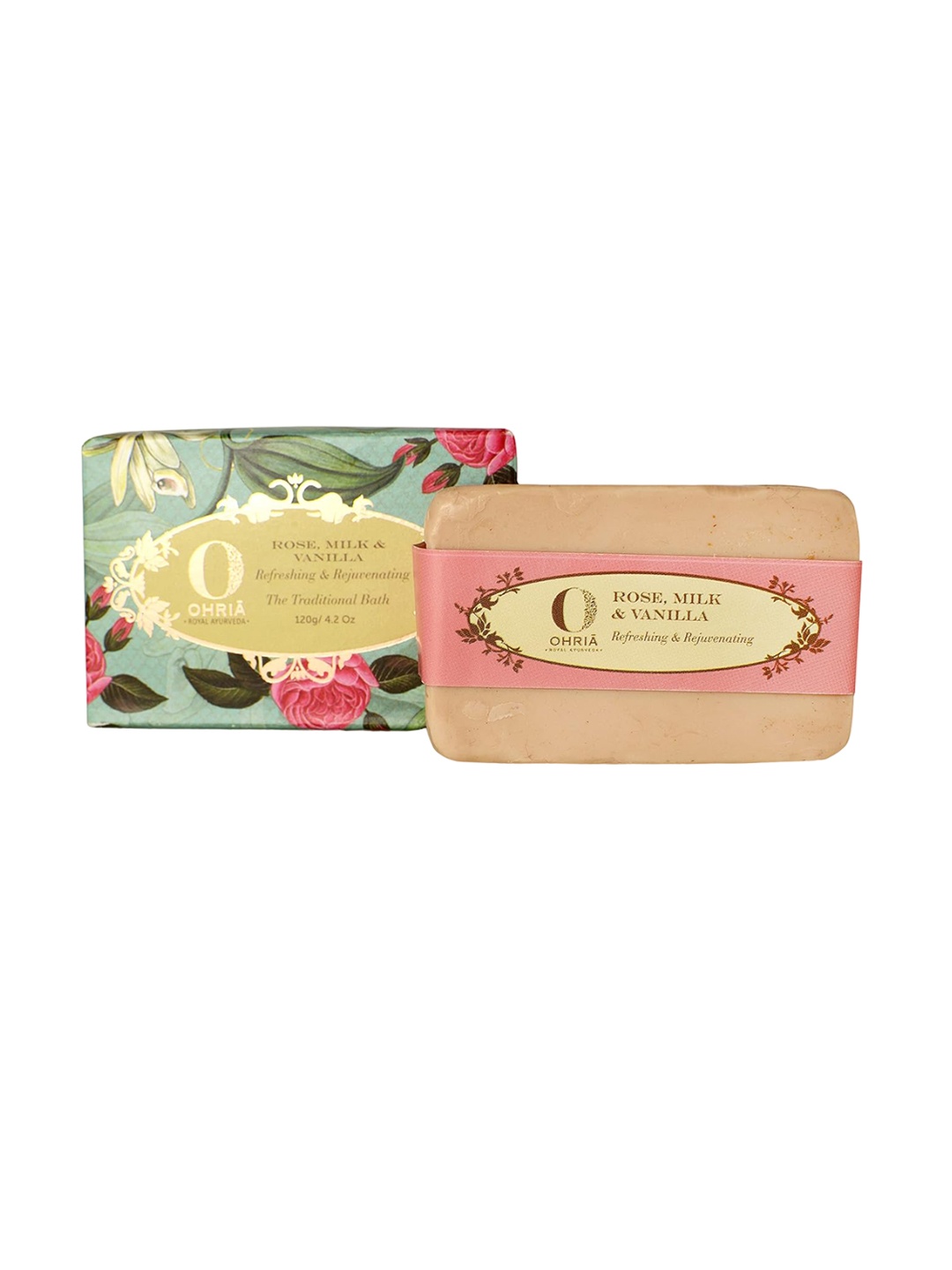 

OHRIA AYURVEDA Rose, Milk & Vanilla Refreshing & Rejuvenating Bathing Bar - 120g, Pink