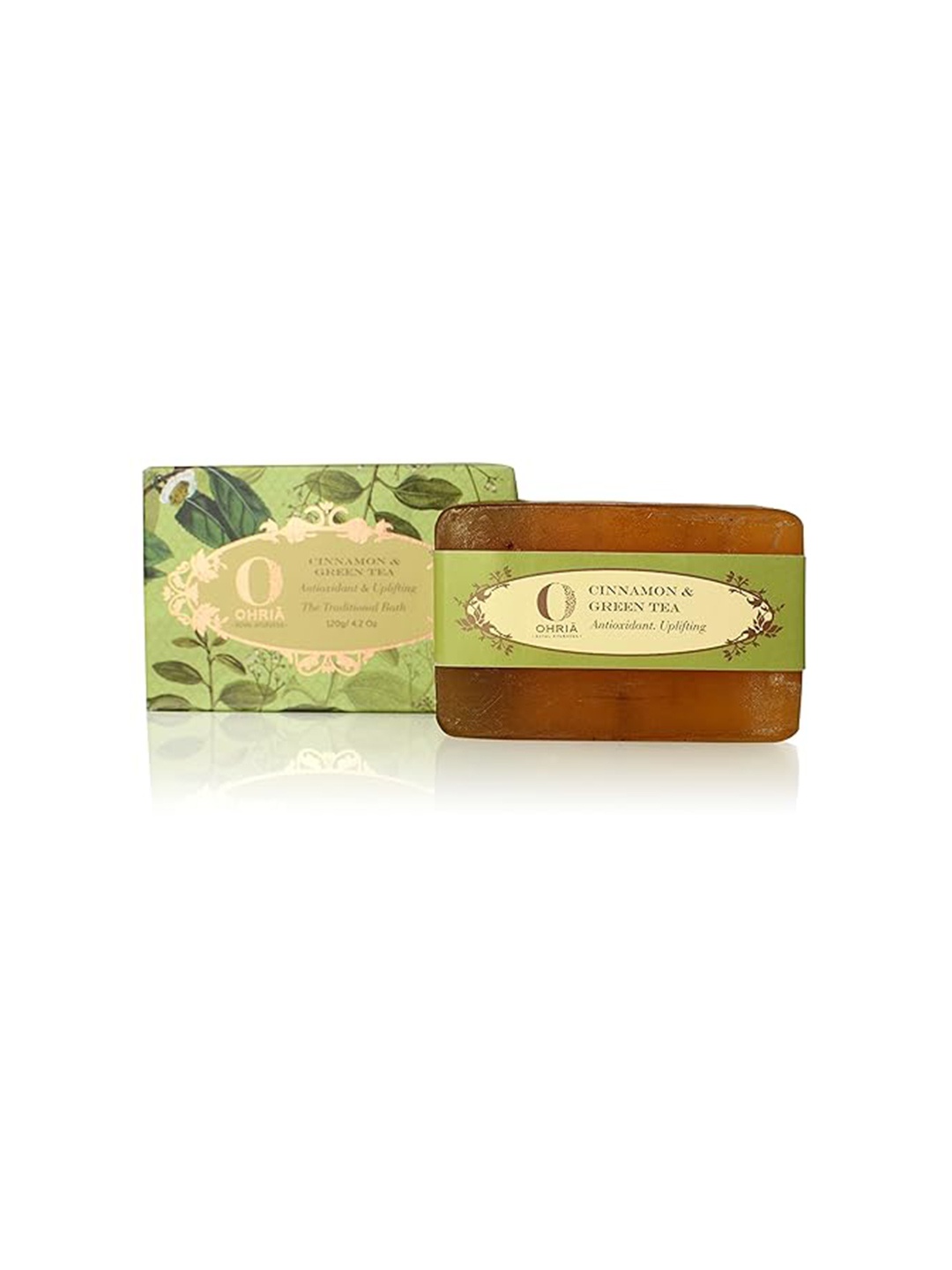 

OHRIA AYURVEDA Cinnamon & Green Tea Bathing Bar For Antioxidant & Uplifting - 120g, Brown