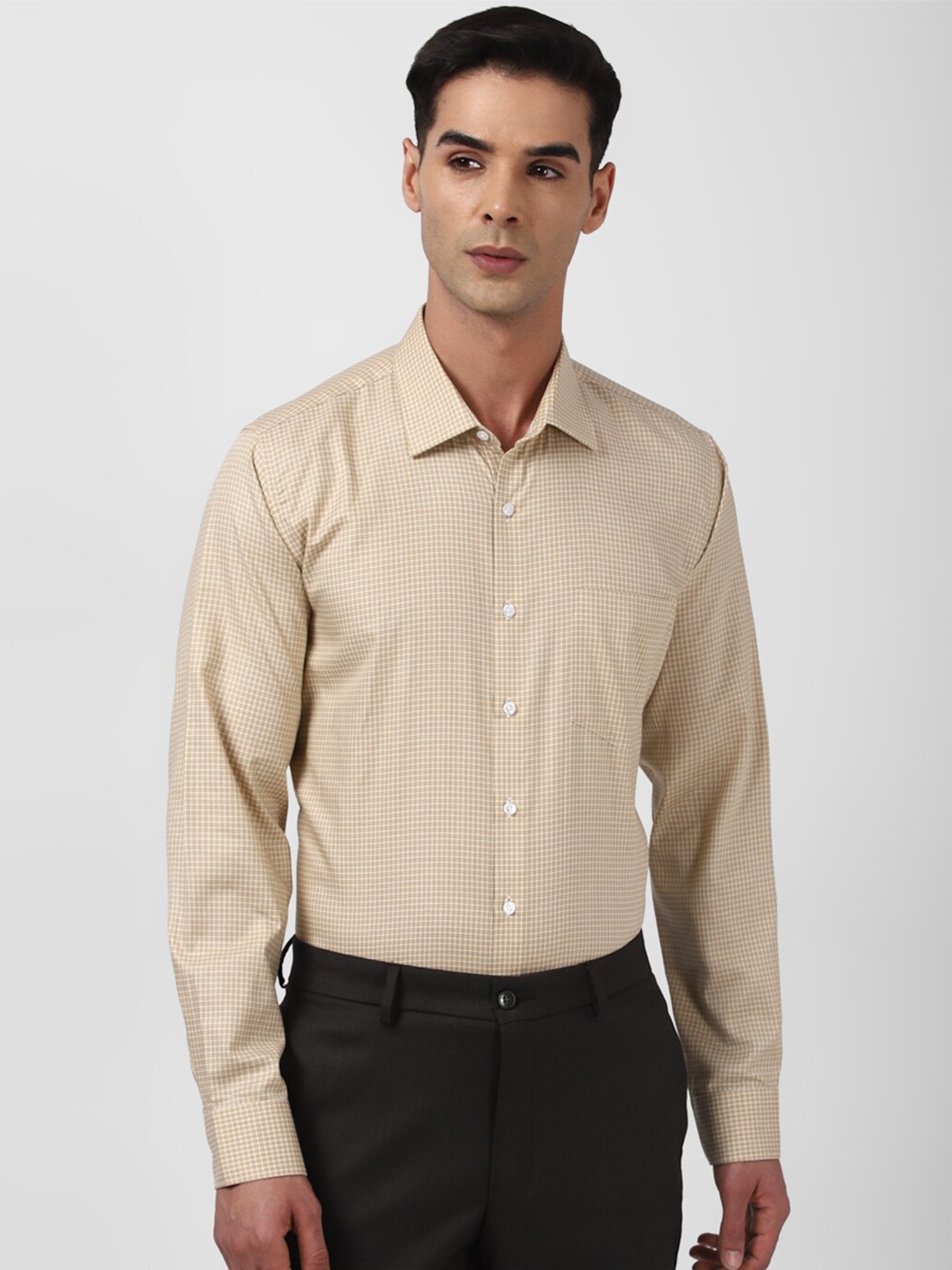

Van Heusen Micro Checked Pure Cotton Formal Shirt, Beige