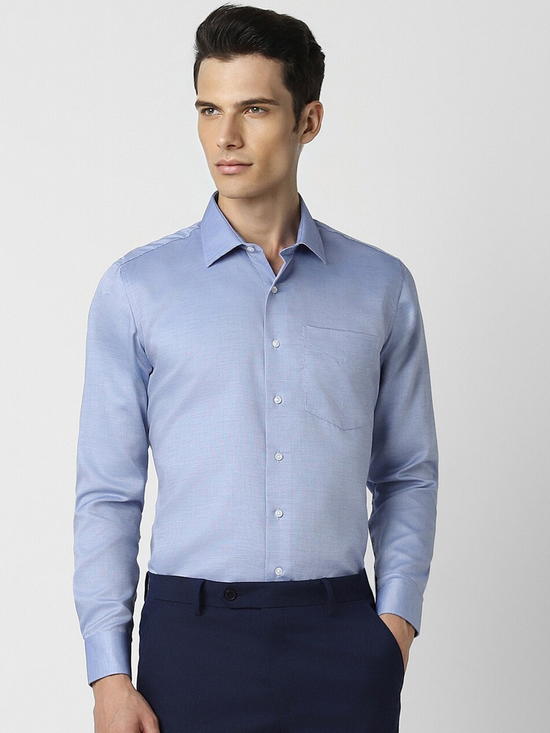 

Van Heusen Slim Fit Spread Collar Cotton Formal Shirt, Blue