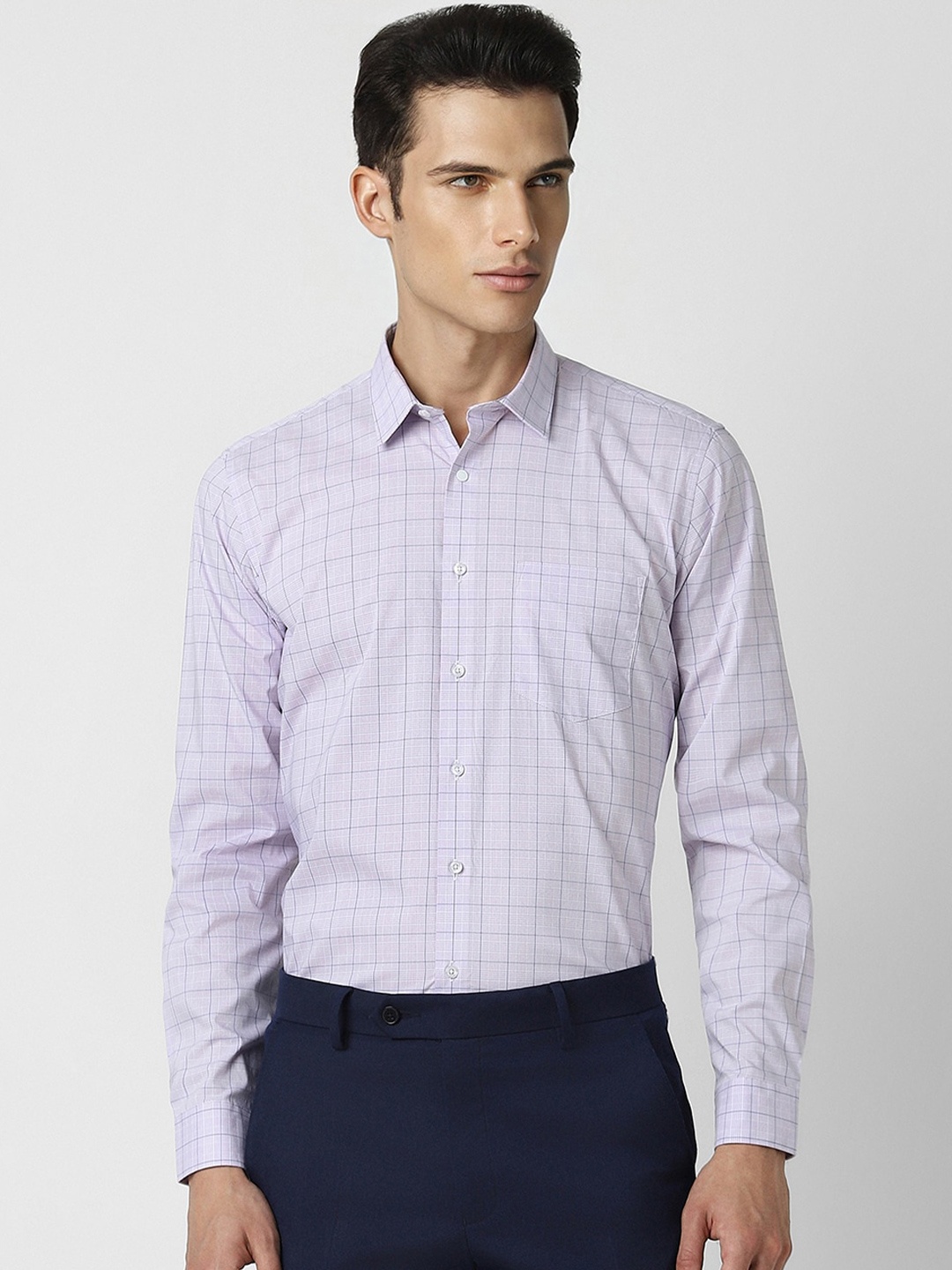 

Van Heusen Slim Fit Checked Formal Shirt, Purple