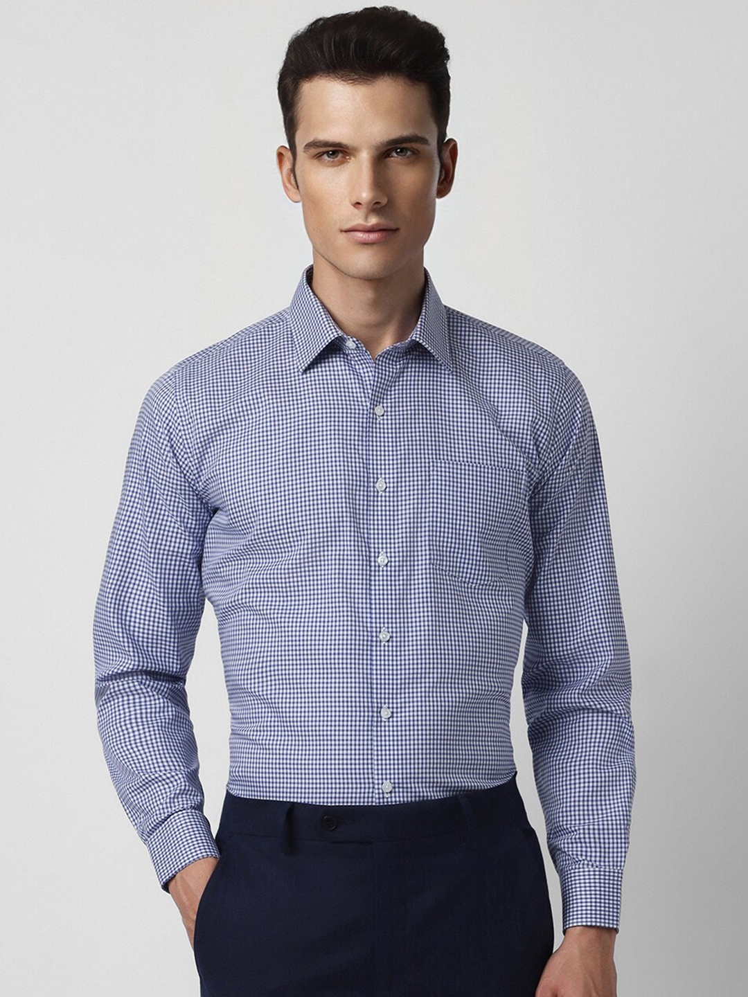 

Van Heusen Micro Checked Pure Cotton Formal Shirt, Blue