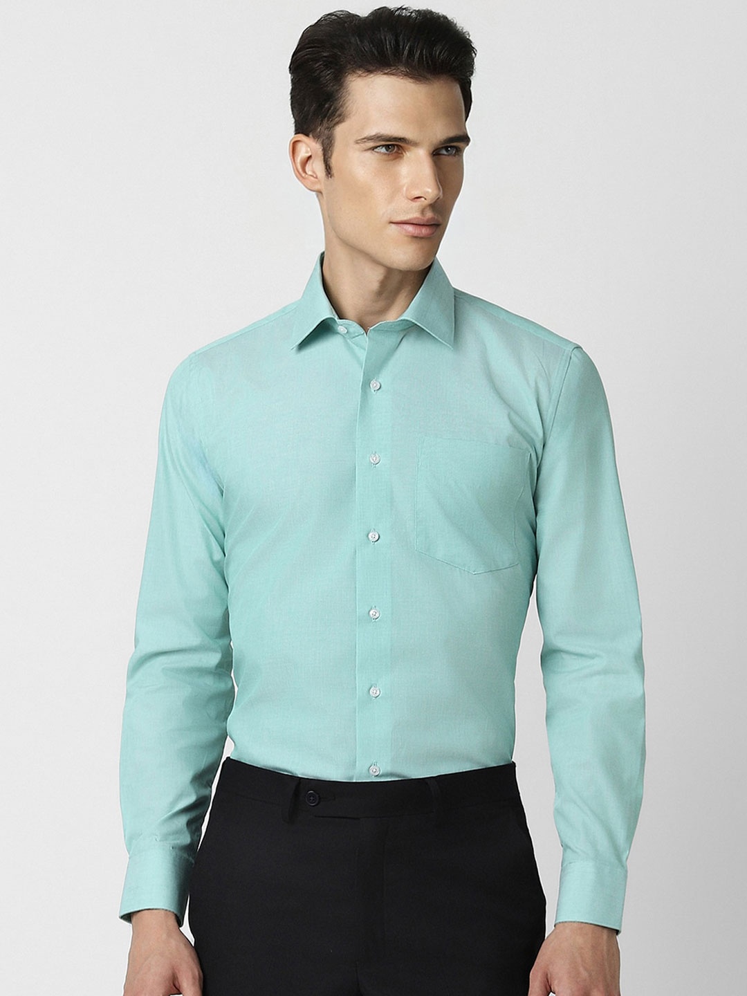 

Van Heusen Spread Collar Slim Fit Pure Cotton Formal Shirt, Green