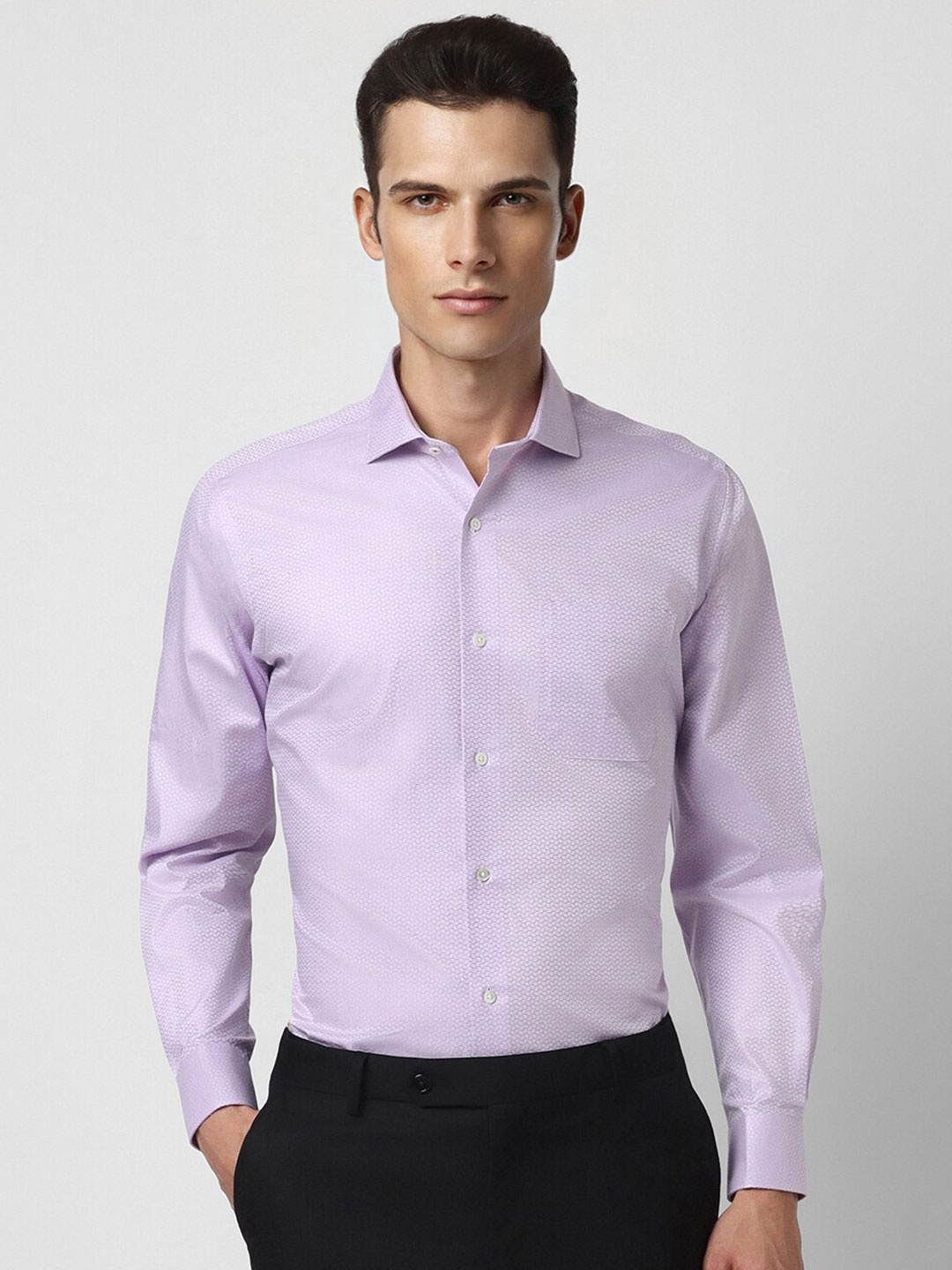 

Van Heusen Micro Ditsy Printed Cotton Formal Shirt, Purple