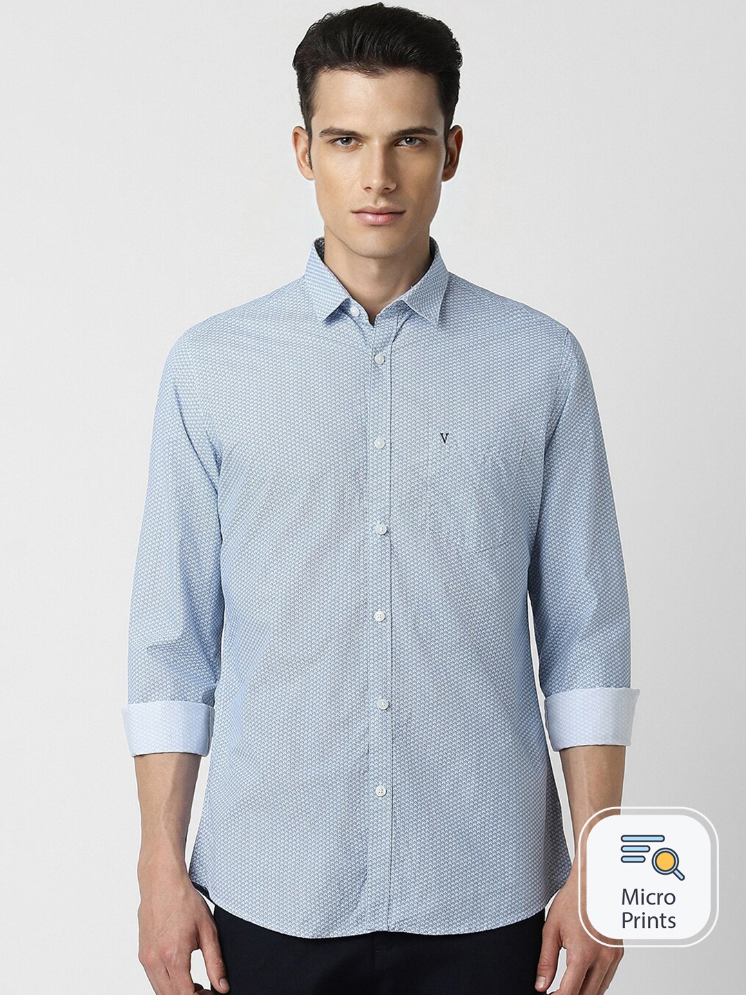 

Van Heusen Sport Slim Fit Micro Ditsy Printed Pure Cotton Casual Shirt, Blue