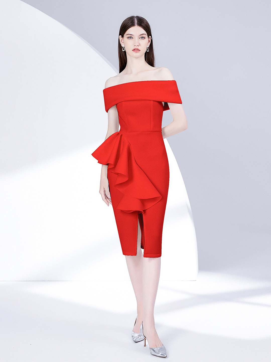 

JC Collection Off-Shoulder Bodycon Dress, Red