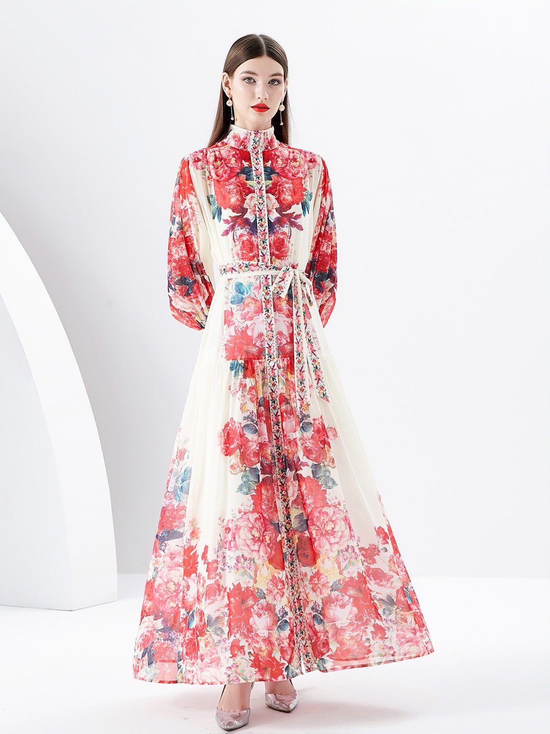 

JC Collection Ethnic Motifs Printed Maxi Dress, Beige