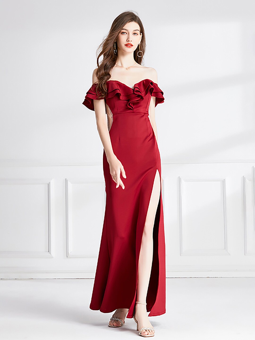 

JC Collection Sheath Maxi Dress, Maroon